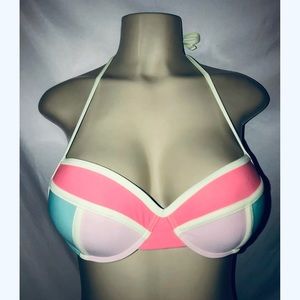 XHILARATION Womens Color Block Bikini Swim Top S Colorful swimsuit top
